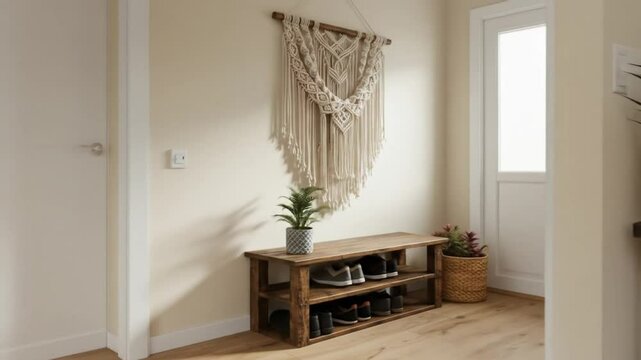 Stylish entryway with shoe rack decor