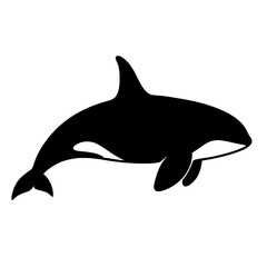 Obraz premium Sleek Silhouette of a Killer Whale in Bold Black and White Contrast