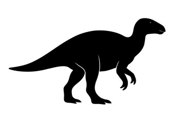 Iguanodon Silhouette in Black on White Background Highlighting Dinosaur Shape and Form