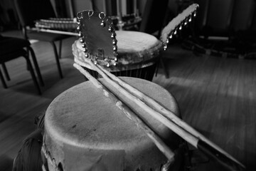 Traditional Percussion on Stage before Performance