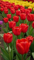 Obraz premium red and yellow tulips