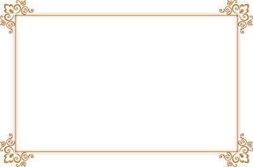 Elements of ornate vintage frames. Border gold on white classic calligraphy swirls, floral motifs. Design print for greeting cards, wedding invitations, restaurant menu, royal certificates. Set 415