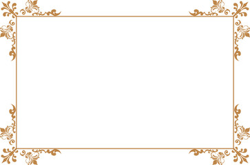 Elements of ornate vintage frames. Border gold on white classic calligraphy swirls, floral motifs. Design print for greeting cards, wedding invitations, restaurant menu, royal certificates. Set 427
