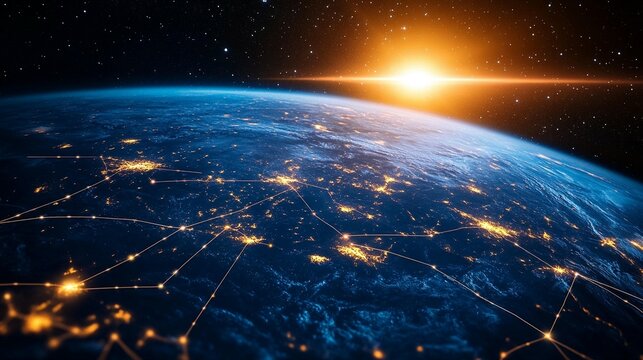 Global Network: Sunrise over Earth