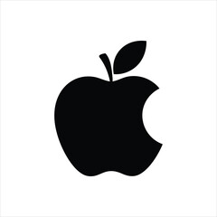 Apple Silhouette Icon – Black Apple Fruit Vector Isolated on White Background
