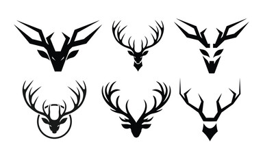 Set of deer logo design template for your brand. Bundle animal logo