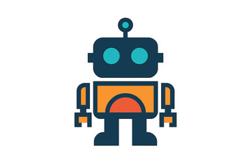 Retro Pixel-Style Blue Robot with Orange Chest
