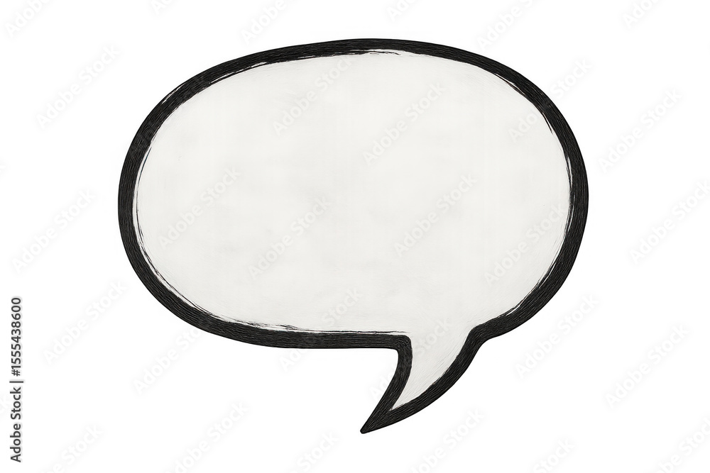Poster speech bubble in white, framed by black border, floating over transparent background, ready for cust