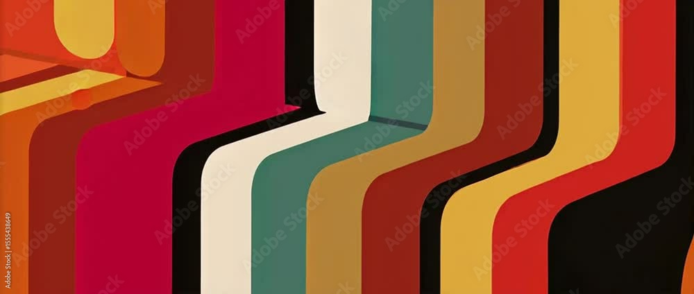 Poster an elegant and minimalistic design in the style of retro style, with thick lines and bold colors the
