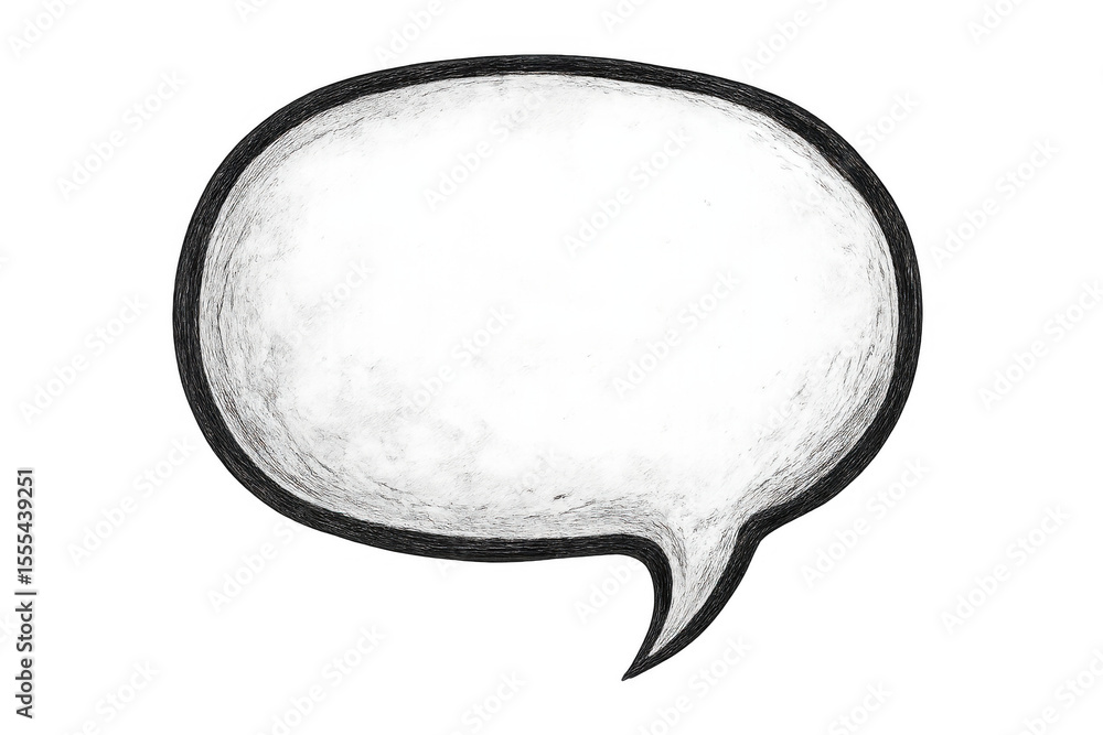 Poster hand-sketched speech bubble with transparent background, providing space for text or dialogue in com