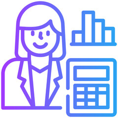 Accountant woman icon for accounting and finance business, website, application, printing, document, poster design, etc