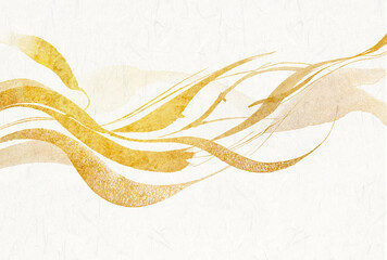 金色の毛筆アートのある和風背景