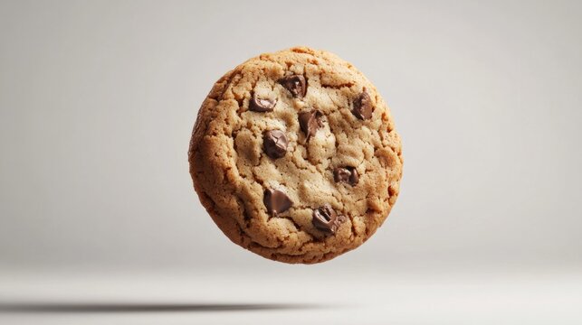 rendered cookie on a minimalist background, cookie in the air generative ai