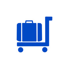 Fototapeta premium Luggage Trolley Icon – Suitcase on Cart Silhouette Vector。荷物カートのアイコン／スーツケースのピクトグラム素材