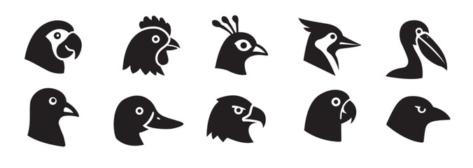 bird face icon set