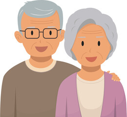 할머니 할아버지가 있는 노부부 일러스트 캐릭터