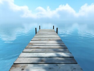 wooden pier on a lake, calm water, reflections, mountains, tranquil scene