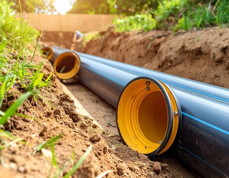 Outdoor PVC pipe installation