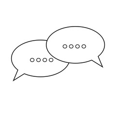 Two overlapping speech bubbles with ellipses inside, indicating communication or ongoing thought.