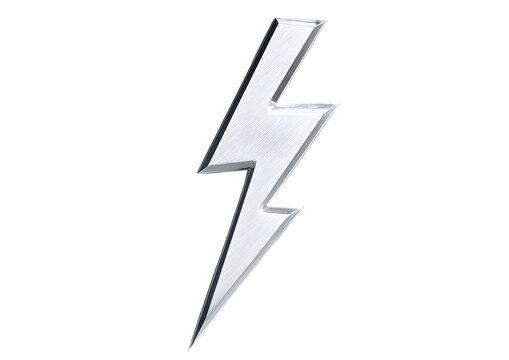 Dynamic lightning bolt striking down with a transparent background in PNG format for graphics.