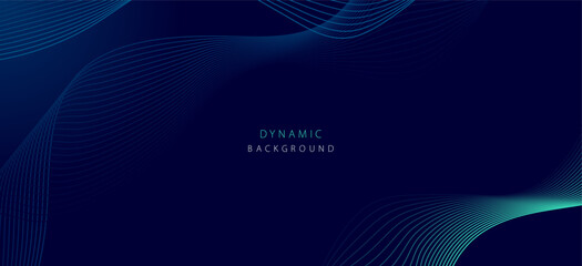 Abstract dynamic wave lines on dark background