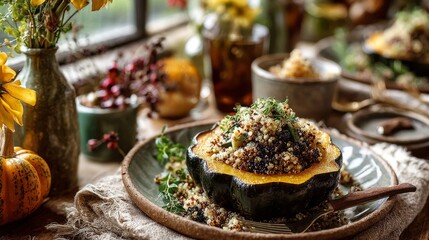 Autumnal Acorn Squash Stuffed with Quinoa