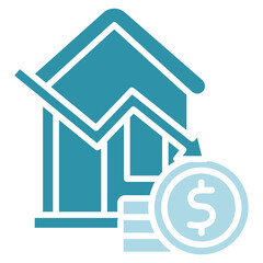 Asset Risk dual tone blue color, mini illustration icon. use for modern concept, print, UI, UX kit, web and app development. Vector related to risk management, business, finance.