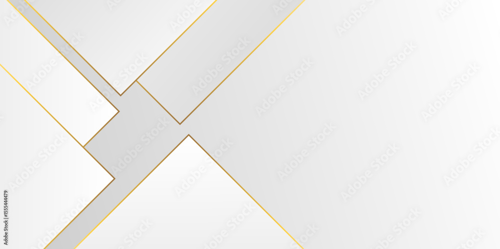 Poster abstract white and grey on light gold background modern design. geometry shine and layer element vec
