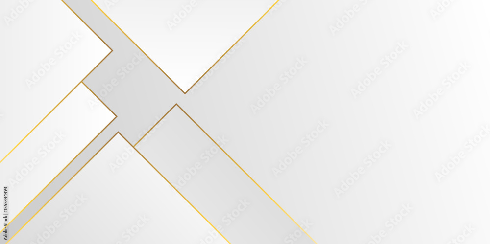 Poster abstract white and grey on light gold background modern design. geometry shine and layer element vec