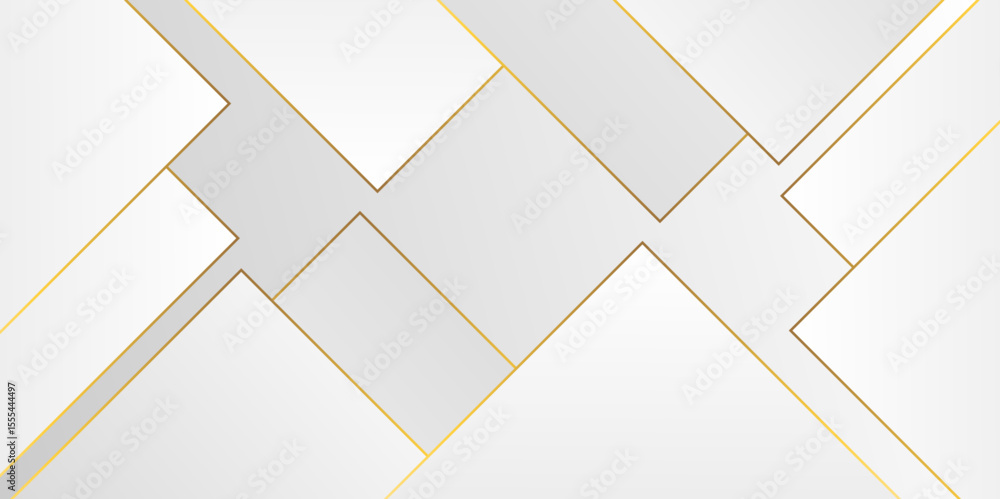 Poster abstract white and grey on light gold background modern design. geometry shine and layer element vec