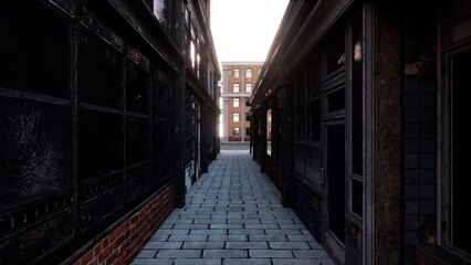 古いビルの間の細い通路