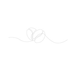Abstract vector continuous simple line drawing icon of coffee beans in silhouette sketch on white background.coffee shop, minimalist coffee illustration