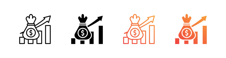 Profitability Multiple Style Icon Set Vector 