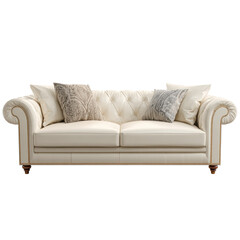 Fototapeta premium Elegant Cream-Chesterfield Sofa with Plush Cushions
