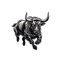 Running bull mascot logo flat vector design