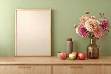 Serene Room Display with Flowers and Fruit