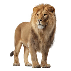 Obraz premium Majestic Lion Stands Proud Against a Black Background