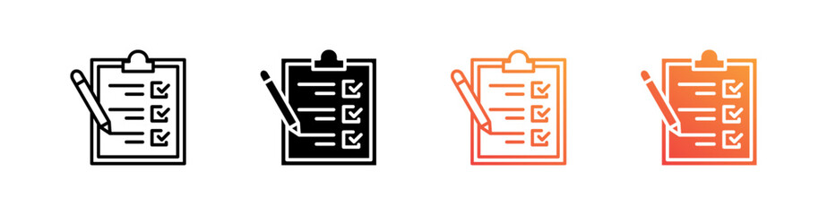 Assessment Multiple Style Icon Set Vector 