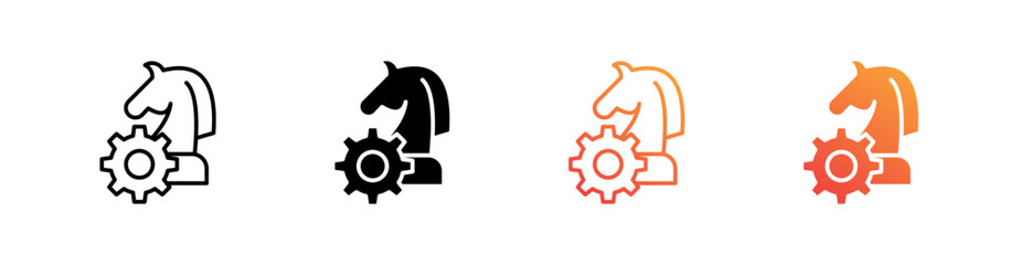 Strategy Multiple Style Icon Set Vector 