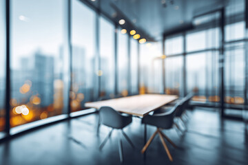 Elegant contemporary office space with motion blur and glass architecture — generative AI