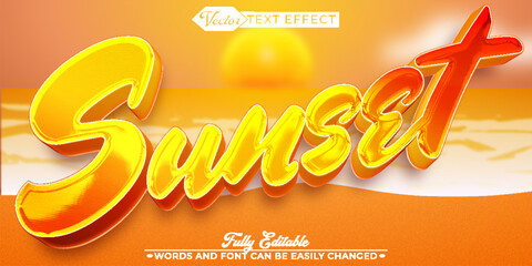 Retro Soft Colorful Sunset Vector Editable Text Effect Template