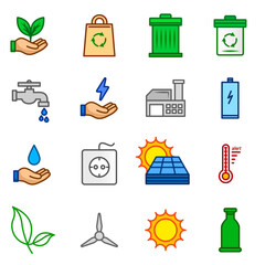 environment and ecology icons set vector with transparent background	
