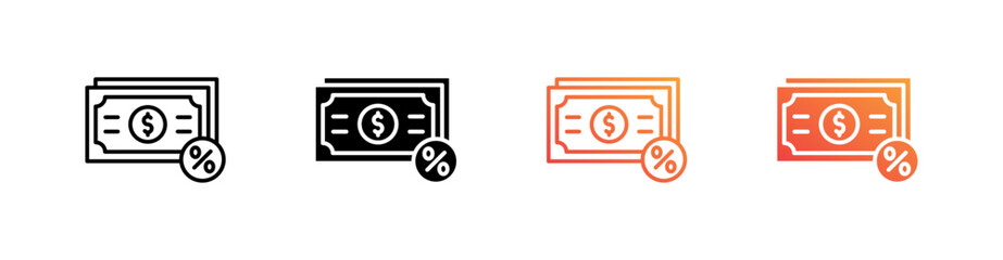 Commission Multiple Style Icon Set Vector 