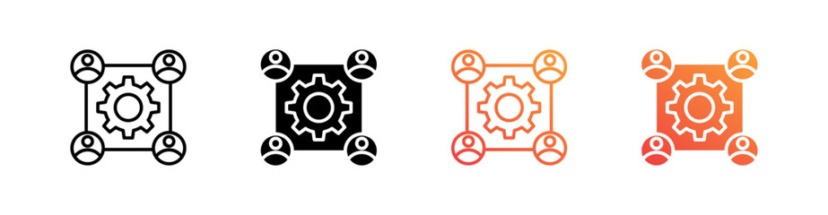 Teamwork Multiple Style Icon Set Vector 