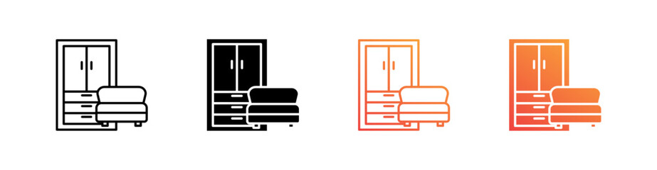 Furniture Multiple Style Icon Set Vector 