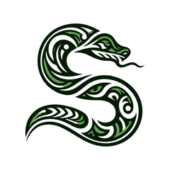 Obraz premium Abstract snake curve tribal design in green