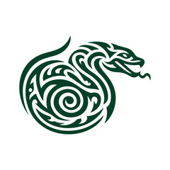 Abstract snake curve tribal design in green