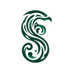 Fototapeta premium Abstract snake curve tribal design in green