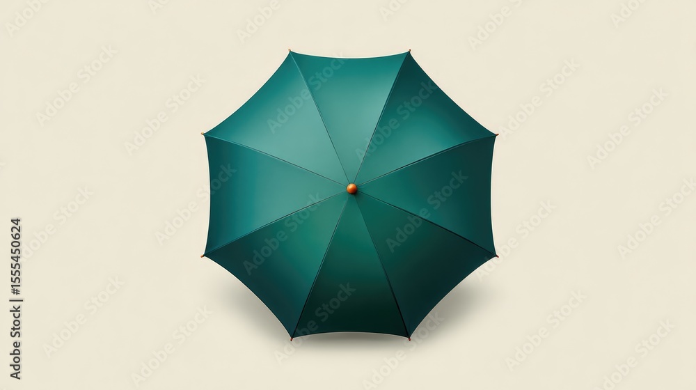 Poster elegant green umbrella with a simplistic design against a neutral background, showcasing a minimalis