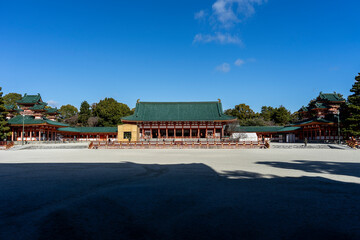 Heian Shrine is a traditional shrine and landscaped garden built in 1895 to commemorate the 1,100th anniversary of the city's founding.